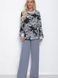 Блуза Шафран (черная/голубые цветы) Б10797
